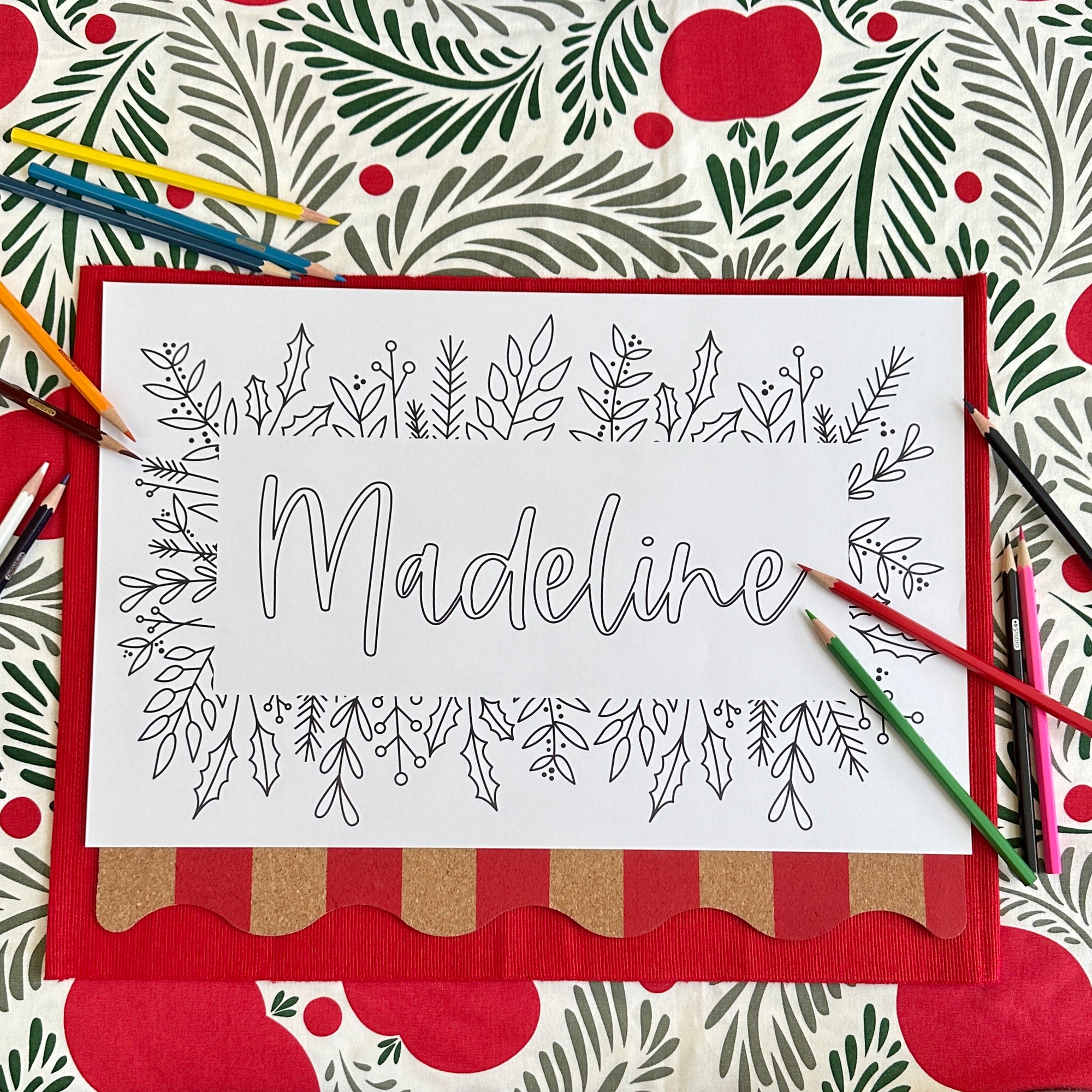 Holiday Colouring Placemat Instant Download