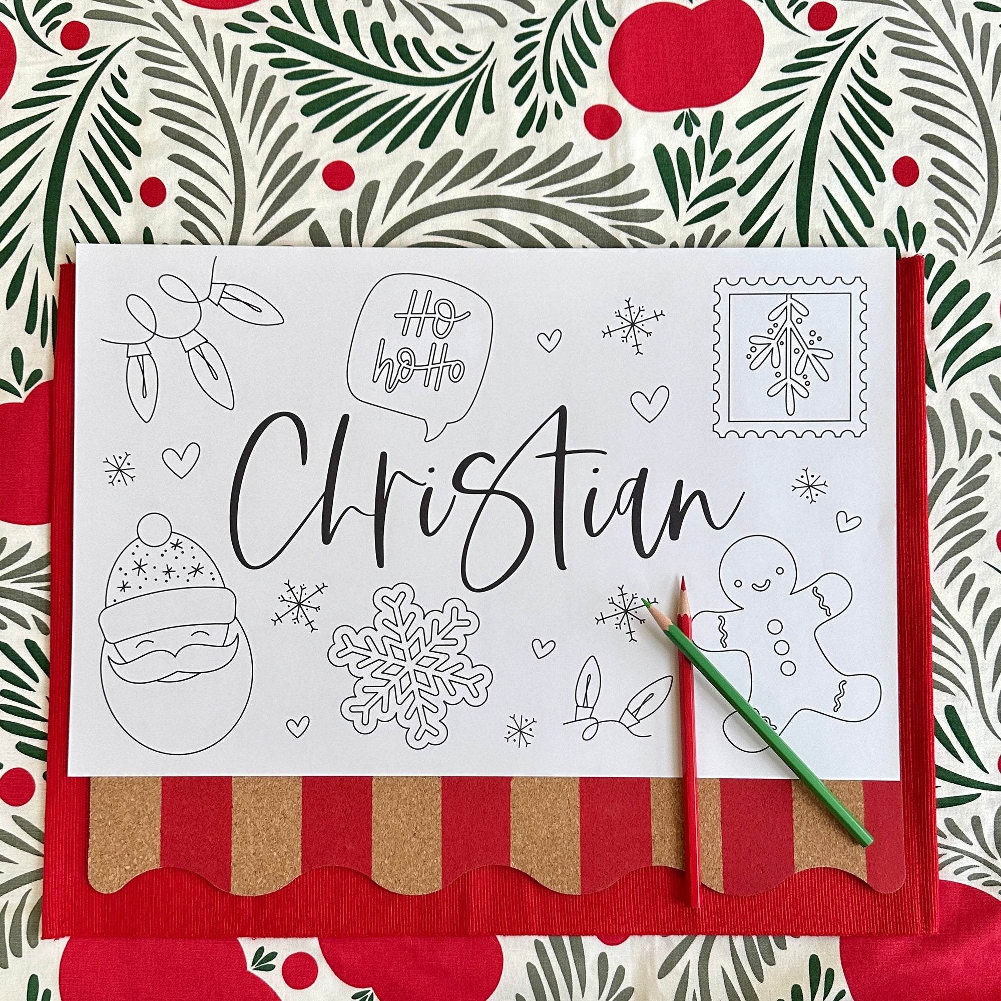 Holiday Colouring Placemat Instant Download