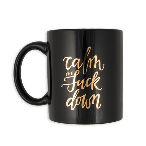 Calm the F*ck Down Black/Gold Mug