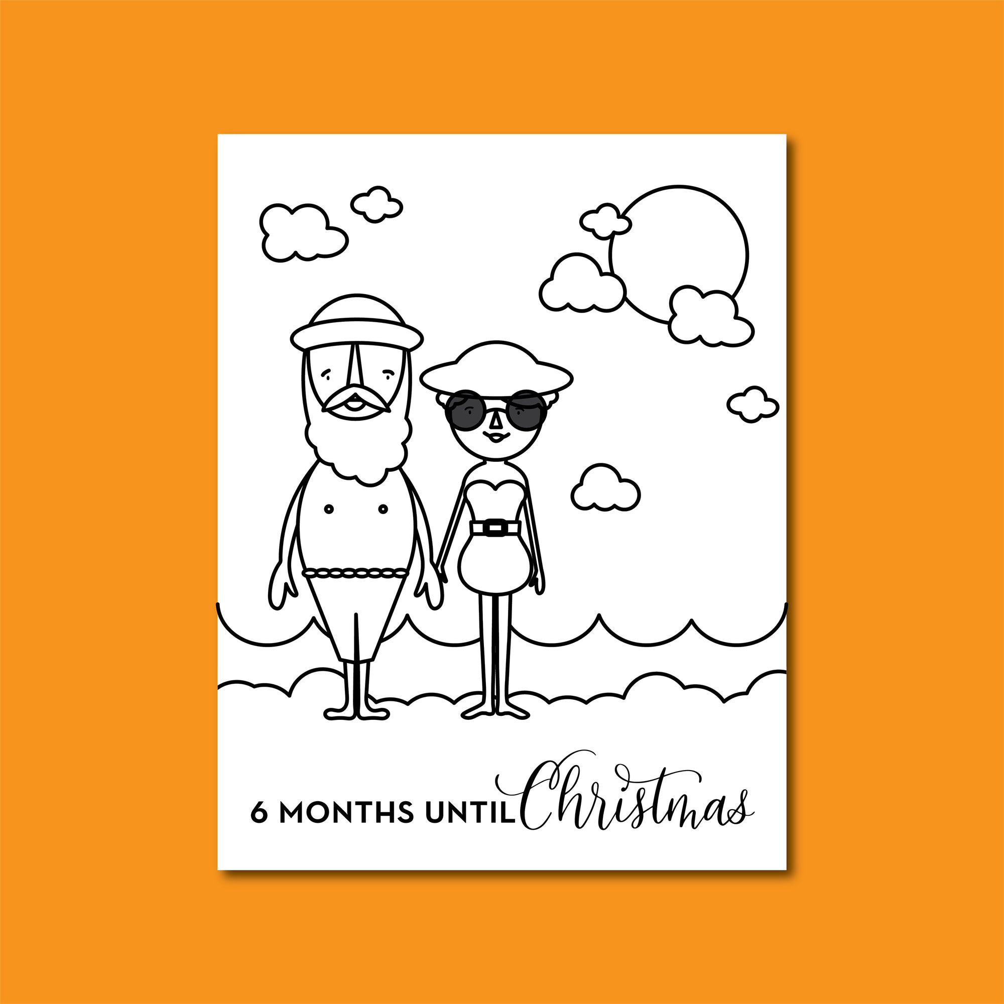 Claus Summer Colouring Instant Download