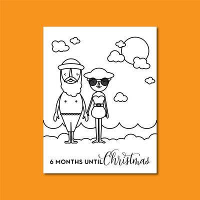 Claus Summer Colouring Instant Download