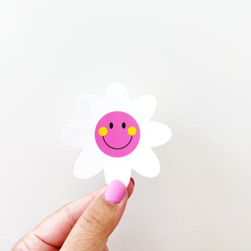 Happy Face Daisy Sticker