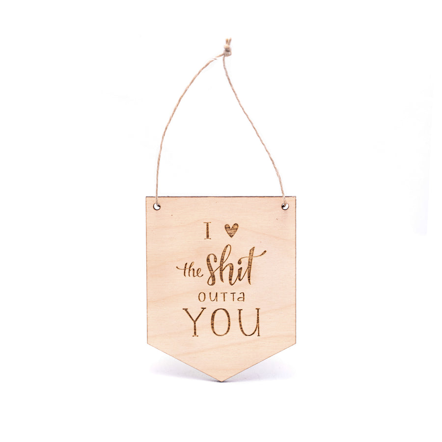 I <3 the Sh*t Outta You Mini Wooden Flag