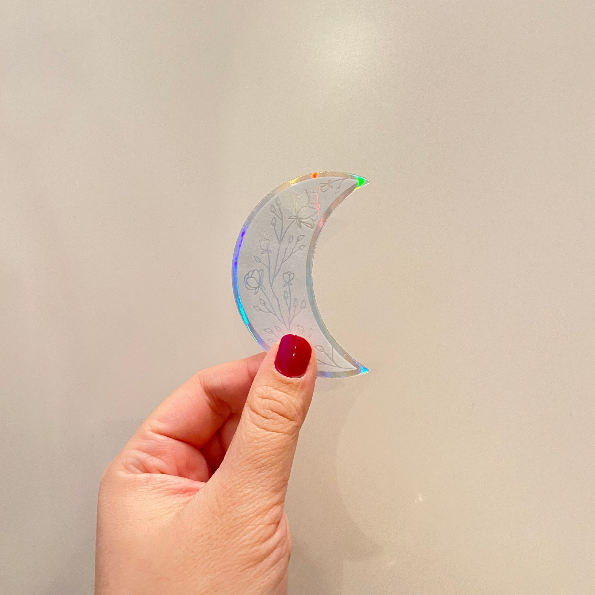 Holographic Floral Moon Sticker