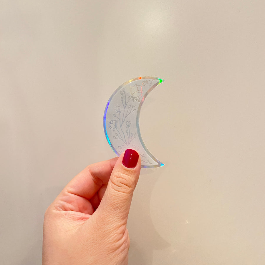 Holographic Floral Moon Sticker
